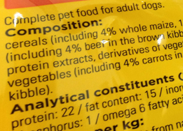 dog food label